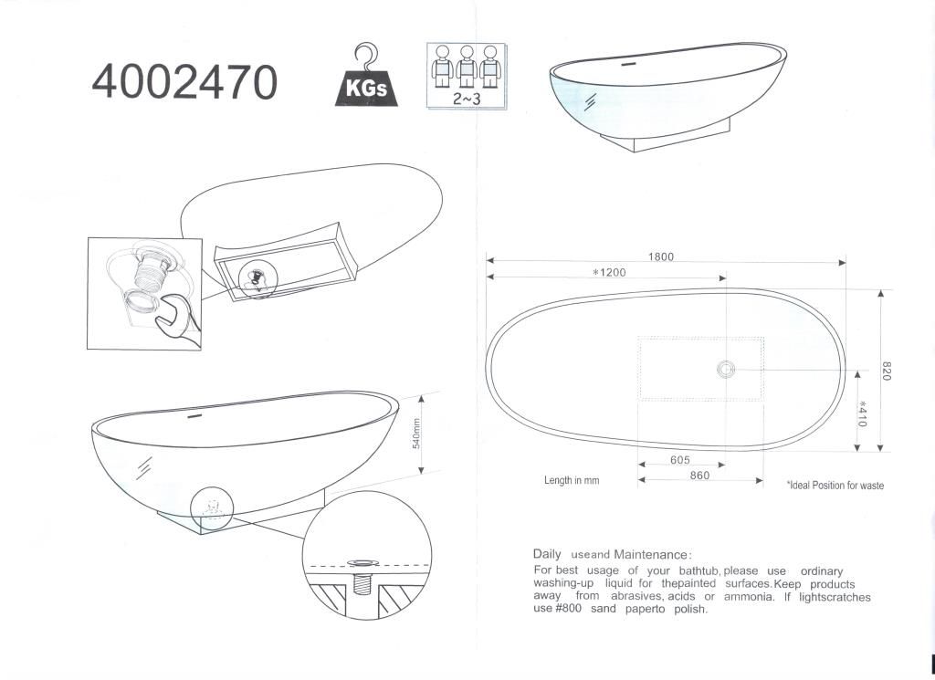 Vrijstaand Solid Surface Ligbad
