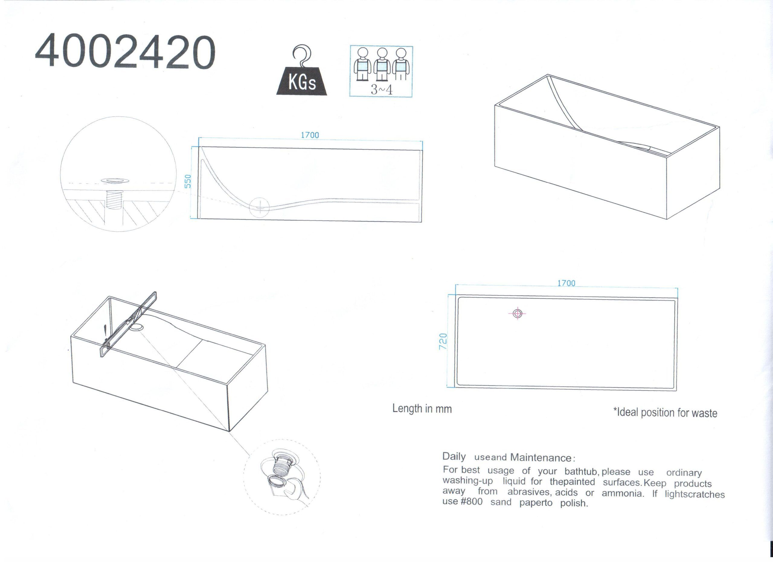 Vrijstaand Solid Surface Ligbad