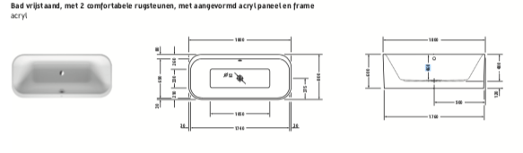 vrijstaand bad buitenzijde mat zwart - Afbeelding 3